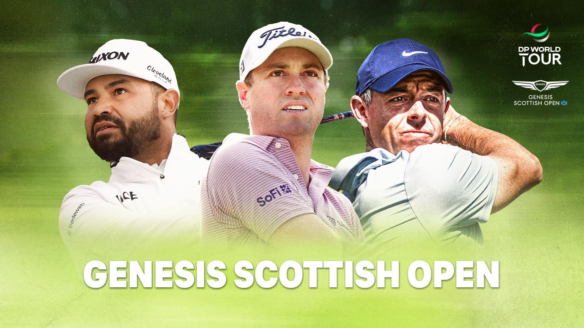 Werbegrafik mit Spielern der Genesis Scottish Open.
